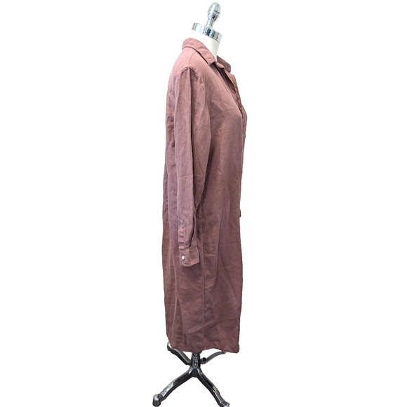 Frank & Eileen Rory Linen Shirt Dress Small Button Down Midi Maxi Sienna - Picture 4 of 10
